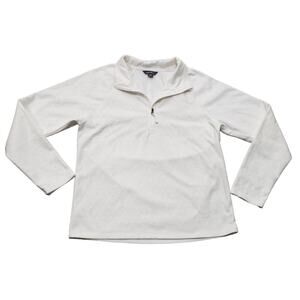 Eddie Bauer White Quilted Pull Over Zip Turtleneck Long Sleeve Sweater Shirt
